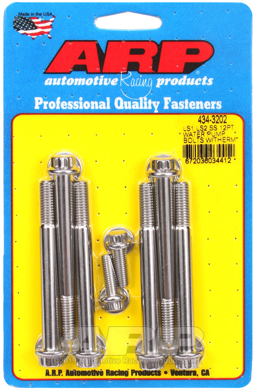 ARP 12pt SS Water Pump Bolt Kit - LS1 LS2 with Thermostat Housing