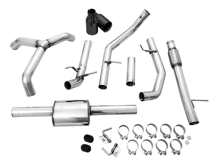 AWE 0FG Diamond Black Tip Split Rear Exit Cat-Back Exhaust (Flat Bumper) - Chevrolet Silverado / GMC Sierra 1500 5.3L 2019-2026, view 7