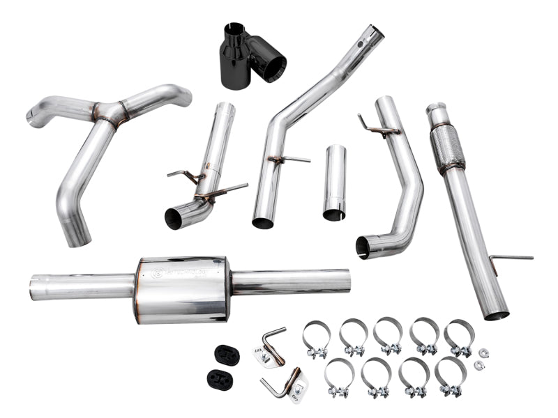 AWE 0FG Diamond Black Tip Split Rear Exit Cat-Back Exhaust (Flat Bumper) - Chevrolet Silverado / GMC Sierra 1500 5.3L 2019-2026, view 7