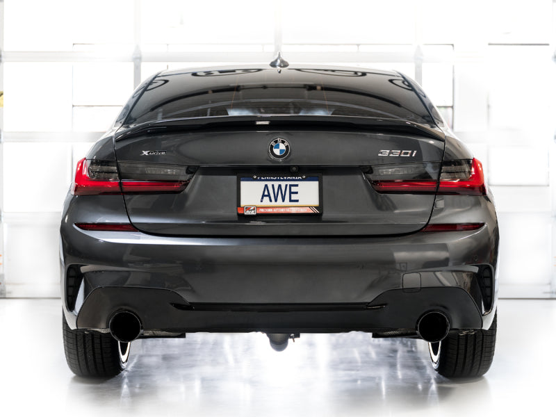 AWE Track Edition Axle-Back Exhaust - BMW 330i, 330i xDrive 2019-2024 - Diamond Black Tips, view 3