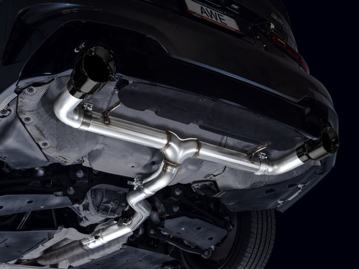 AWE Track Edition Axle-Back Exhaust - BMW 330i, 330i xDrive 2019-2024 - Diamond Black Tips, view 4
