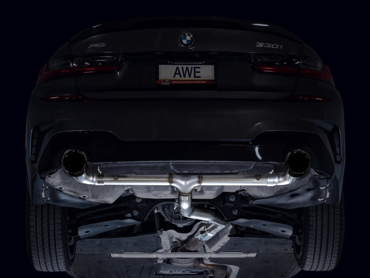 AWE Track Edition Axle-Back Exhaust - BMW 330i, 330i xDrive 2019-2024 - Diamond Black Tips, view 5
