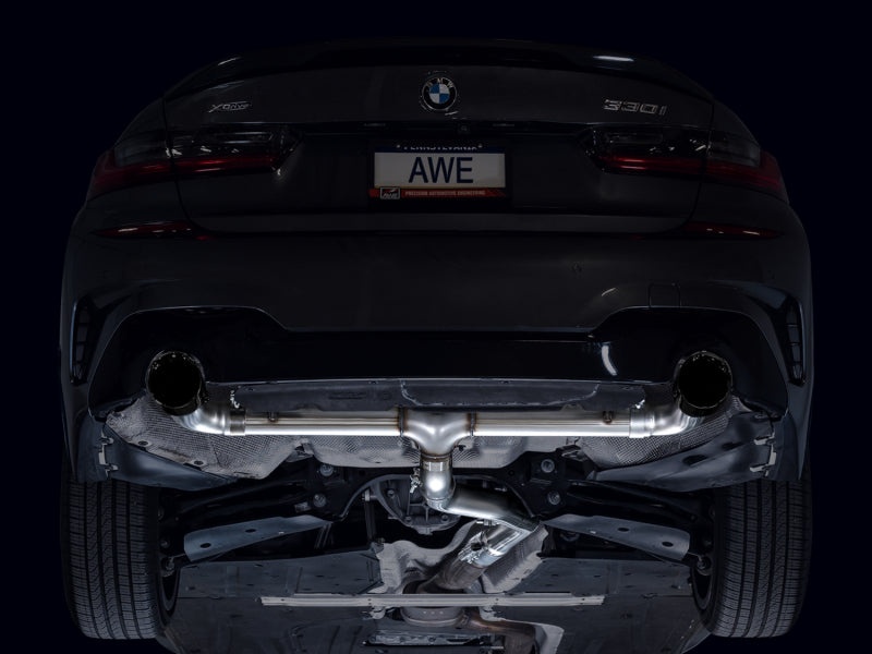 AWE Track Edition Axle-Back Exhaust - BMW 330i, 330i xDrive 2019-2024 - Diamond Black Tips, view 5