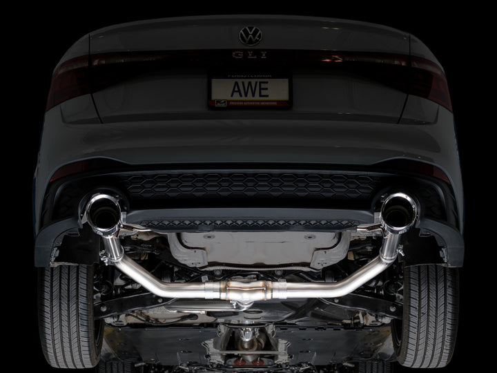 AWE Track Edition Catback Exhaust - Volkswagen Jetta GLI 2022-2025, Chrome Silver Tips, view 7