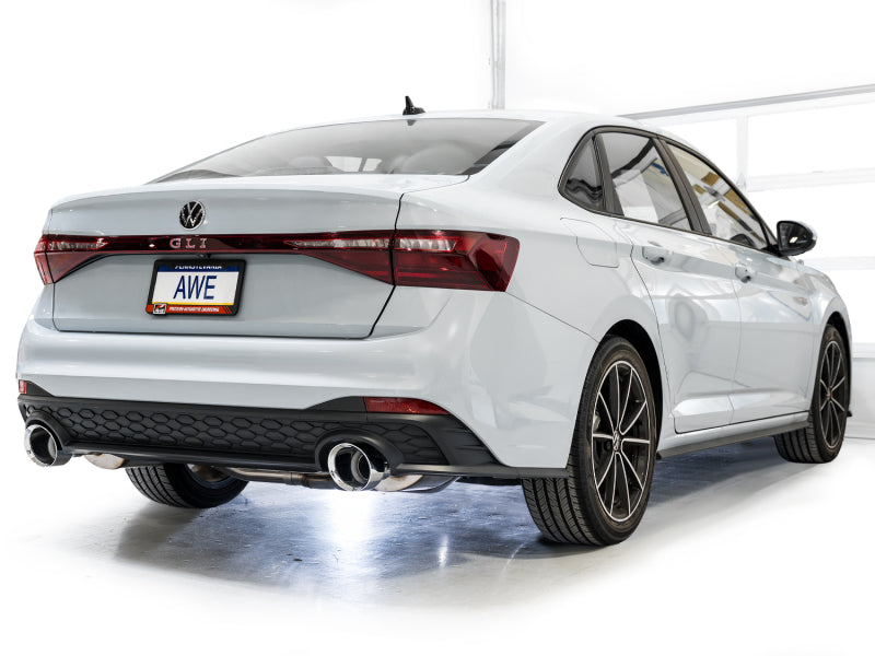 AWE Track Edition Catback Exhaust - Volkswagen Jetta GLI 2022-2025, Chrome Silver Tips, view 9