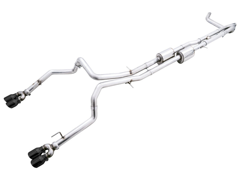 AWE Tuning 0FG Cat-Back Exhaust - Chevrolet Silverado 1500, GMC Sierra 1500 2022-2026 - Diamond Black Tips