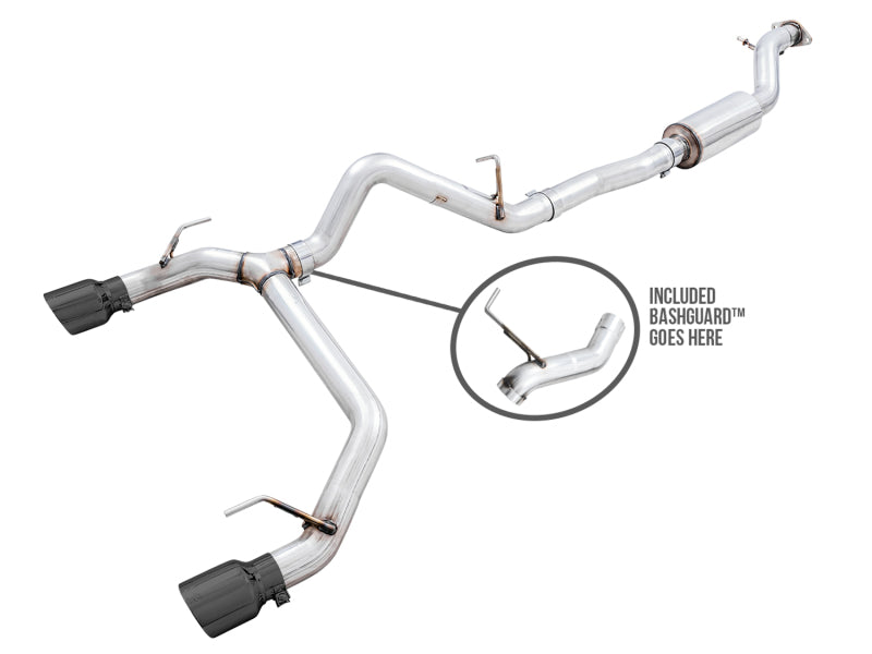 AWE Tuning 0FG Cat-Back Exhaust with BashGuard - Ford Bronco 2021-2025 - Diamond Black Tips