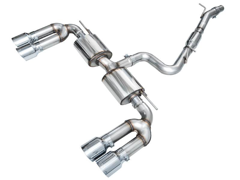 AWE Tuning Touring Edition Cat-Back Exhaust - Audi S3 2022-2026 - Chrome Silver Tips