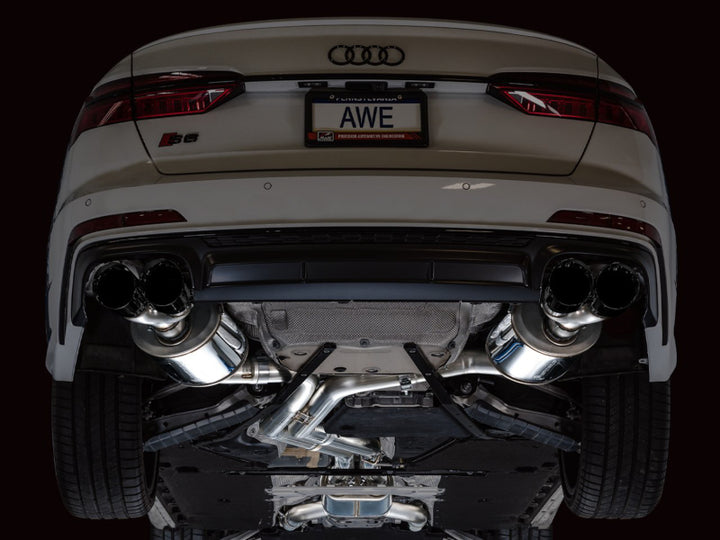 AWE Tuning Touring Edition Cat-Back Exhaust - Audi S6 / S7 Sportback C8 2020-2025 - Diamond Black Tips, view 12