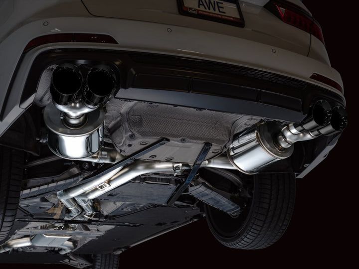 AWE Tuning Touring Edition Cat-Back Exhaust - Audi S6 / S7 Sportback C8 2020-2025 - Diamond Black Tips, view 6