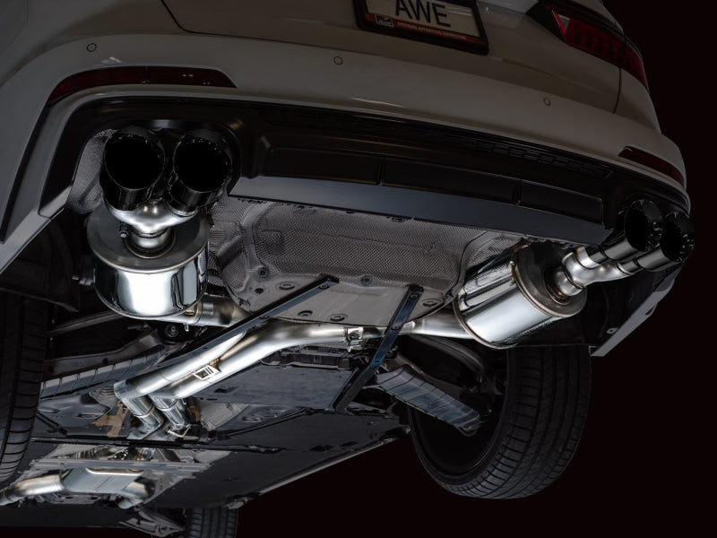 AWE Tuning Touring Edition Cat-Back Exhaust - Audi S6 / S7 Sportback C8 2020-2025 - Diamond Black Tips, view 6