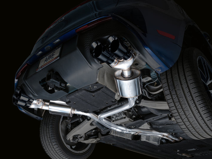 AWE Tuning Touring Edition Cat-Back Exhaust - Porsche Macan 2022-2025 - Diamond Black Tips, view 6