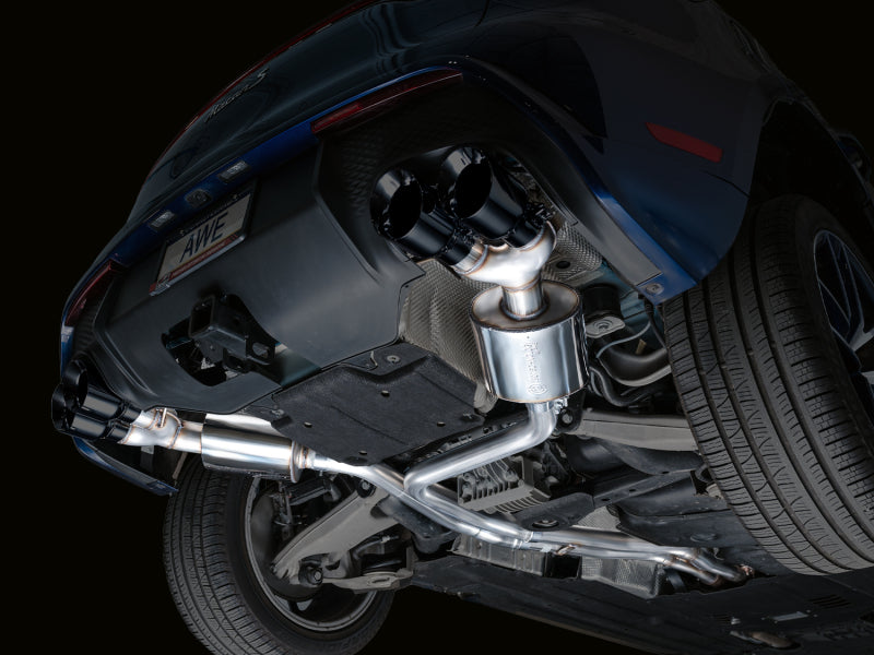 AWE Tuning Touring Edition Cat-Back Exhaust - Porsche Macan 2022-2025 - Diamond Black Tips, view 6