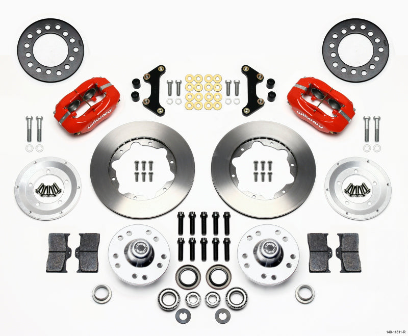 Wilwood Forged Dynalite Front Kit 11.00in Red for 49-54 Chevy 53-62 Corvette - OneFastShop