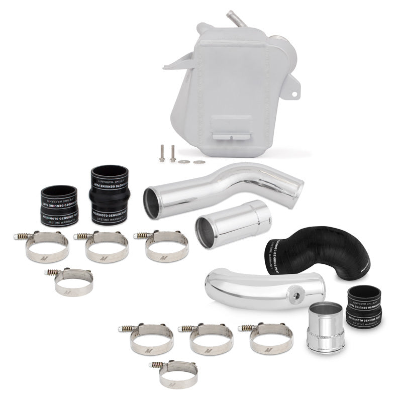 Mishimoto 6.7L Powerstroke Air-To-Water Intercooler Kit Wrinkle Silver with Polished Pipes for 2011-2016 Ford F-250/F-350 Super Duty - OneFastShop