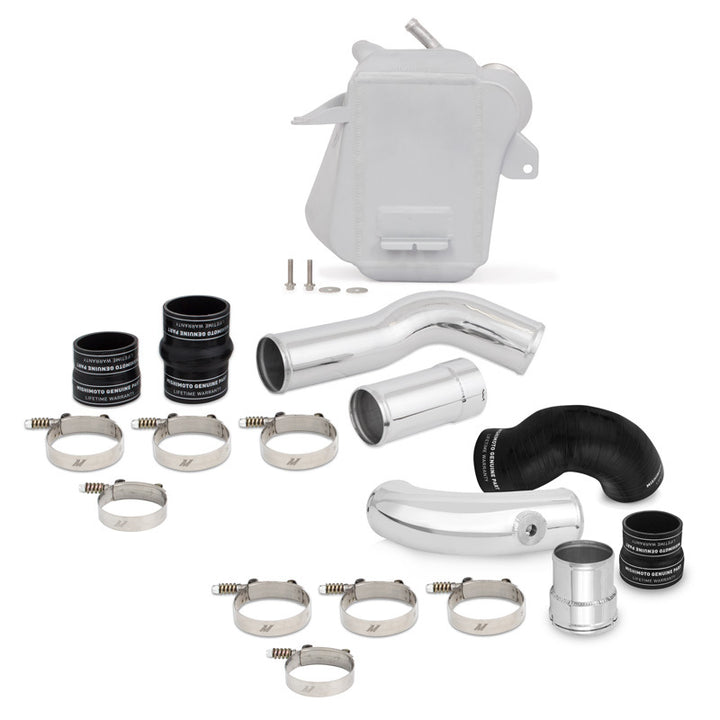 Mishimoto 6.7L Powerstroke Air-To-Water Intercooler Kit Wrinkle Silver with Polished Pipes for 2011-2016 Ford F-250/F-350 Super Duty - OneFastShop
