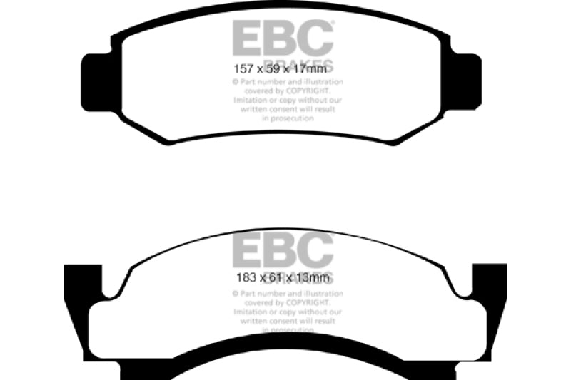 EBC Greenstuff 6000 Front Brake Pads - Ford F-150, F-250, E-150 Econoline Club Wagon 1973-2015