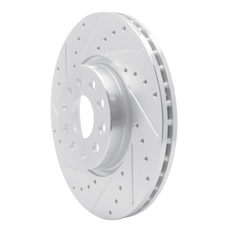 R1 Concepts eLine Front Left Drilled & Slotted Brake Rotor - Volkswagen GTI / Audi TT 2006-2023 - Silver, image 3