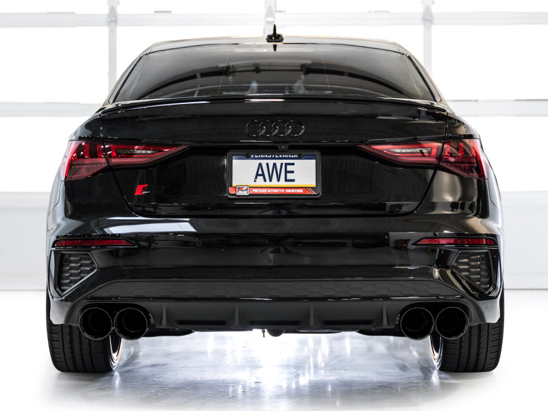 AWE Track Edition Exhaust - Diamond Black Tips for 22-24 Audi 8Y S3 - OneFastShop