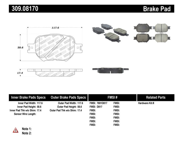 Stoptech Performance Front Brake Pads for 05-08 Scion tC, 01-05 Celica GT, 00-05 Celica GT-S - OneFastShop