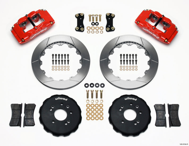 Wilwood FSLI4 Front Hat Kit 13.00in Drilled Red Nissan 240SX 1989-1998 - OneFastShop
