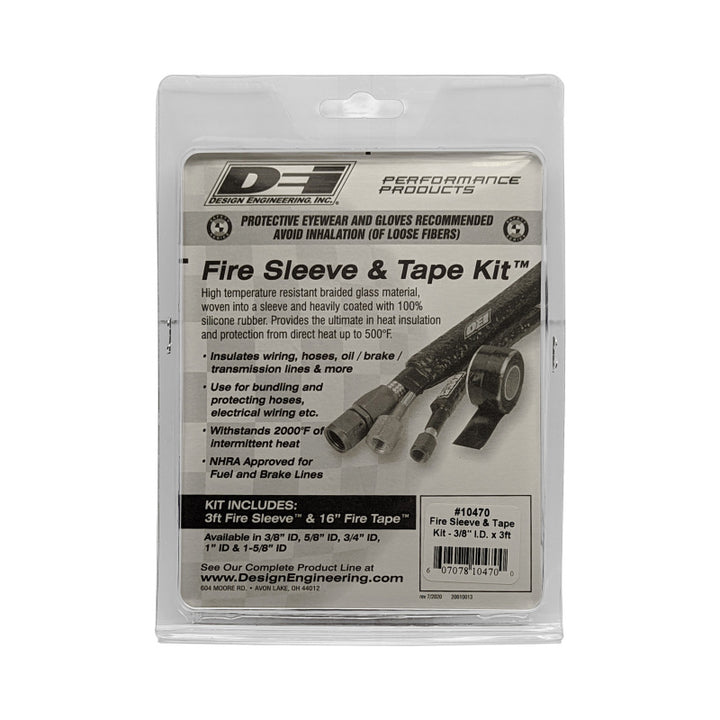 DEI Fire Sleeve and Tape Kit 3/8in I.D. x 3ft - Vehicle Compatibility Not Provided