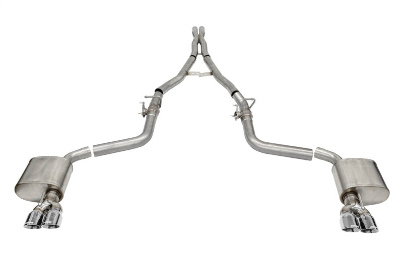 CORSA Performance 2.75in Valved CB DR Exit Exhaust for 15-23 Challenger SRT/Hellcat/Demon/Redeye with Twin 3.5in Polished Tips