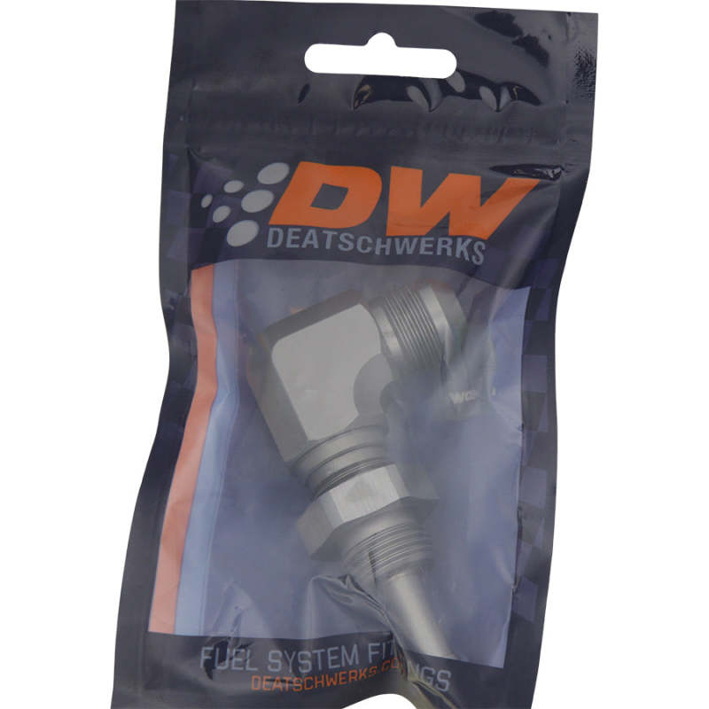 DeatschWerks 8AN Male Flare To 5/16in Male Barb Bulkhead Adapter 90-Degree With Nut - OneFastShop