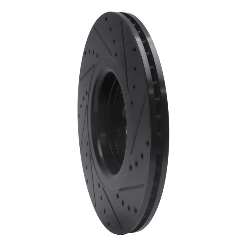 R1 14-18 Ford Focus ST Front Left Drilled and Slotted Black Brake Rotor