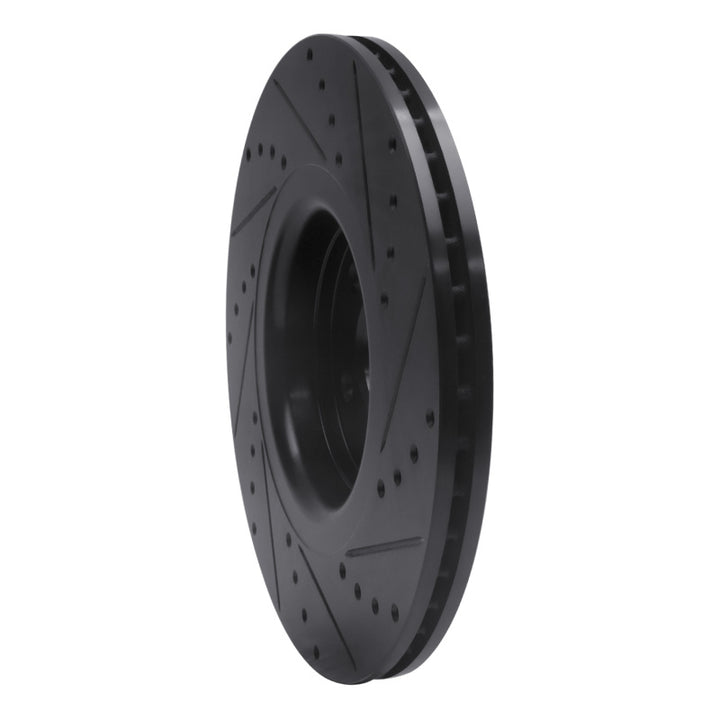 R1 14-18 Ford Focus ST Front Left Drilled and Slotted Black Brake Rotor