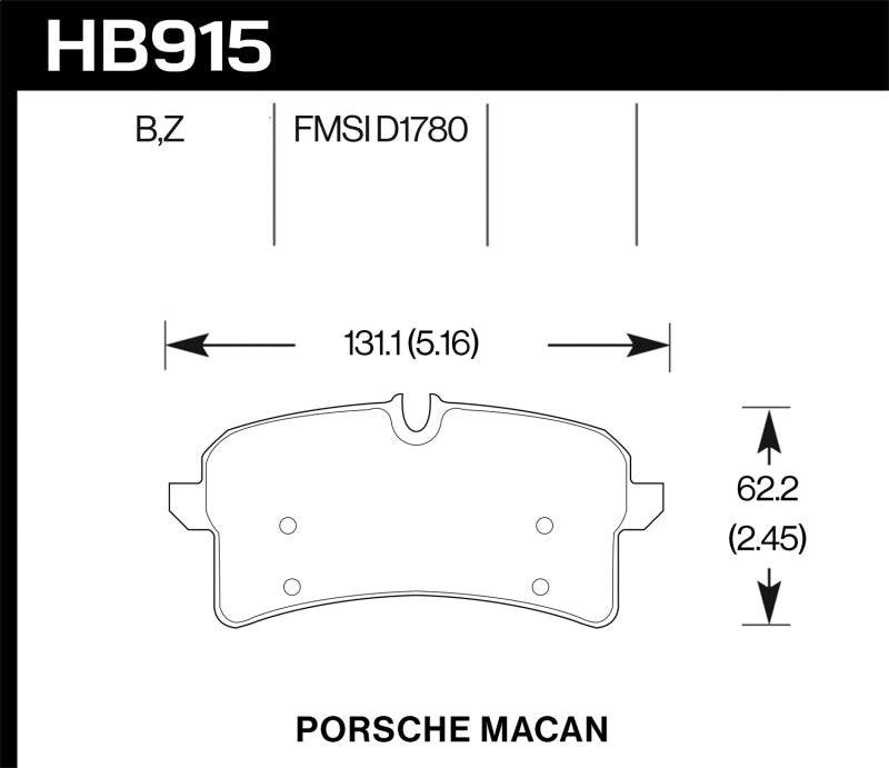 Hawk Performance HPS 5.0 Brake Pads - Rear Porsche Macan (2015-2018)