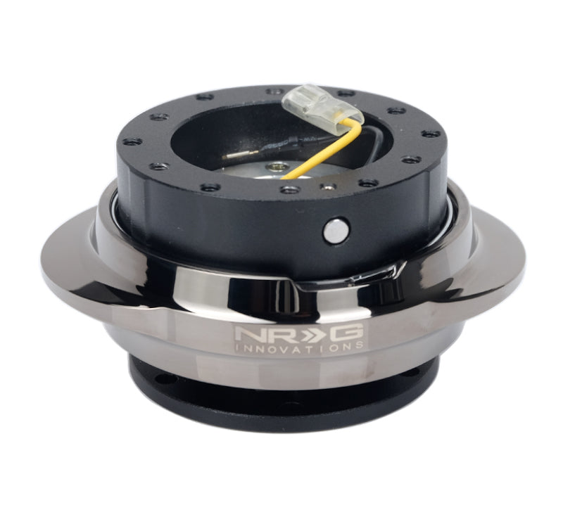 NRG Quick Release Steering Wheel Adapter - Black with Black Chrome Oval Ring, image 2