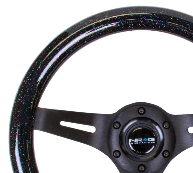 Nrg Classic Wood Grain Steering Wheel 310mm Black Sparkle with Black 3-Spoke Center - OneFastShop