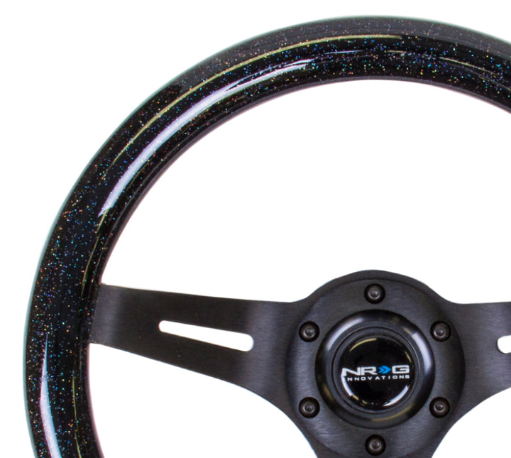 Nrg Classic Wood Grain Steering Wheel 310mm Black Sparkle with Black 3-Spoke Center - OneFastShop