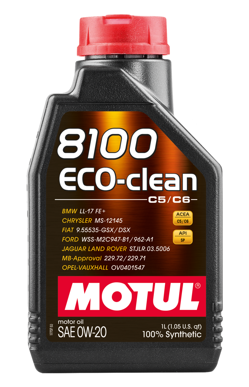 Motul 1L Synthetic Engine Oil 8100 Eco-Clean 0W20 Fuel Economy Lubricant for Gasoline and Diesel Engines