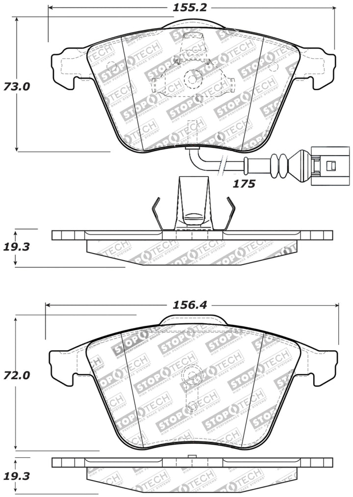 StopTech Performance Front Brake Pads for 08-13 Audi TT Quattro / 12 VW Golf R with High Heat Resistance and Linear Response - OneFastShop