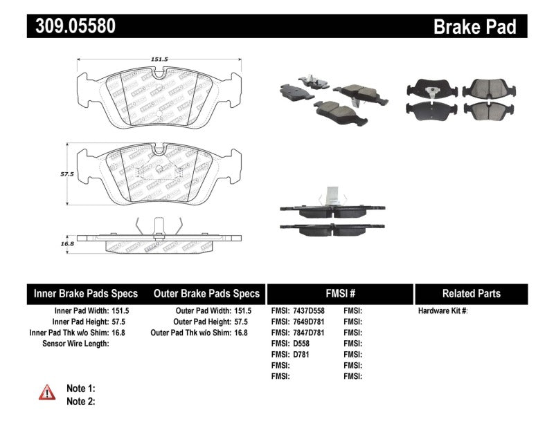 Stoptech Front Brake Pads for 96-02 BMW Z3, 03-08 Z4, 97-00 323, 90-99 325/328 (E30/E36) - OneFastShop