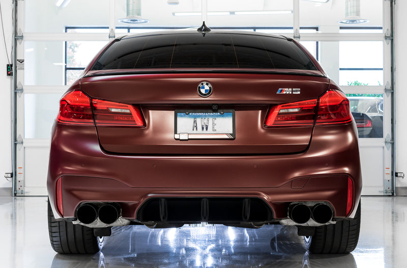 AWE Tuning SwitchPatch Cat-Back Exhaust- Black Diamond Tips for BMW F90 M5 18-19 - OneFastShop