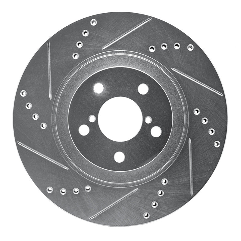 R1 Concepts Front Left Silver Drilled & Slotted Brake Rotor - Subaru BRZ / Toyota 86 / Scion FR-S 2013-2025