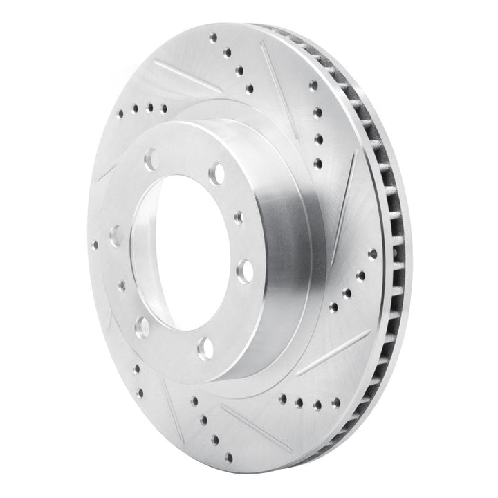 R1 03-23 Toyota FJ Cruiser Front Right Drilled & Slotted Silver Brake Rotor