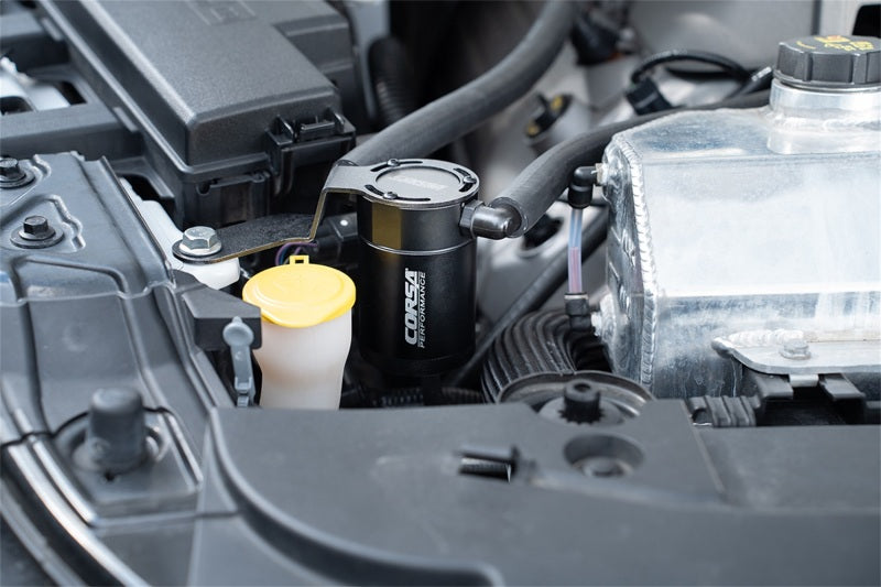 CORSA Performance Aluminum Oil Catch Can with Bracket for 2015-2017 Ford Mustang GT 3 oz.