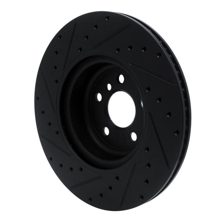 R1 16-25 BMW 330e Rear Right Drilled & Slotted Black Brake Rotor