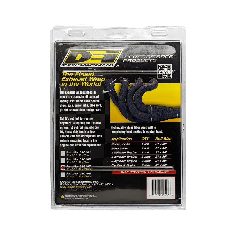 DEI Exhaust Wrap 1in x 50ft Black High Heat Resistant Insulation