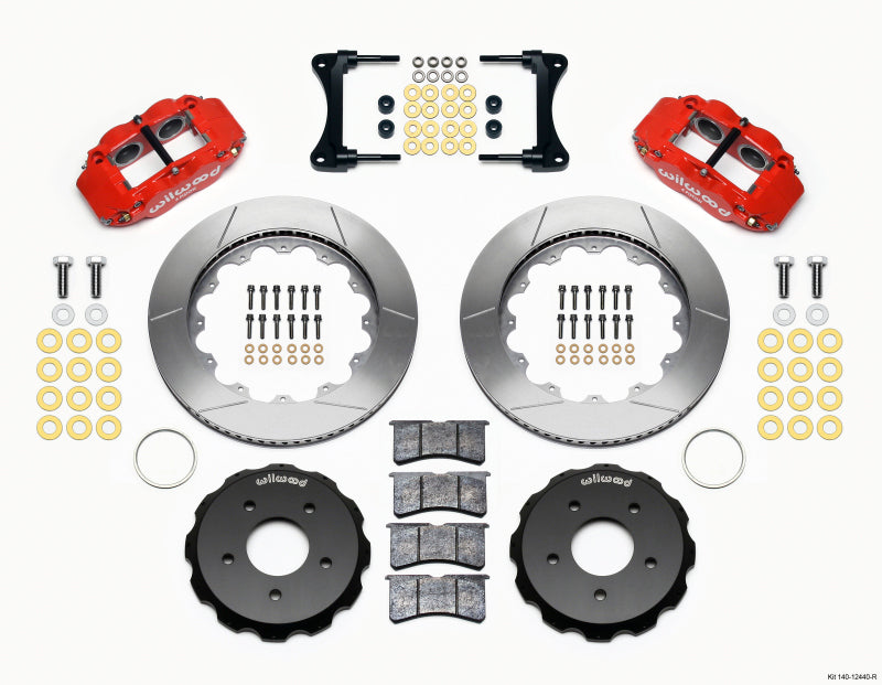 Wilwood Narrow Superlite 4R Front Hat Kit 14.00in Red for 2007-Up Jeep Wrangler - OneFastShop