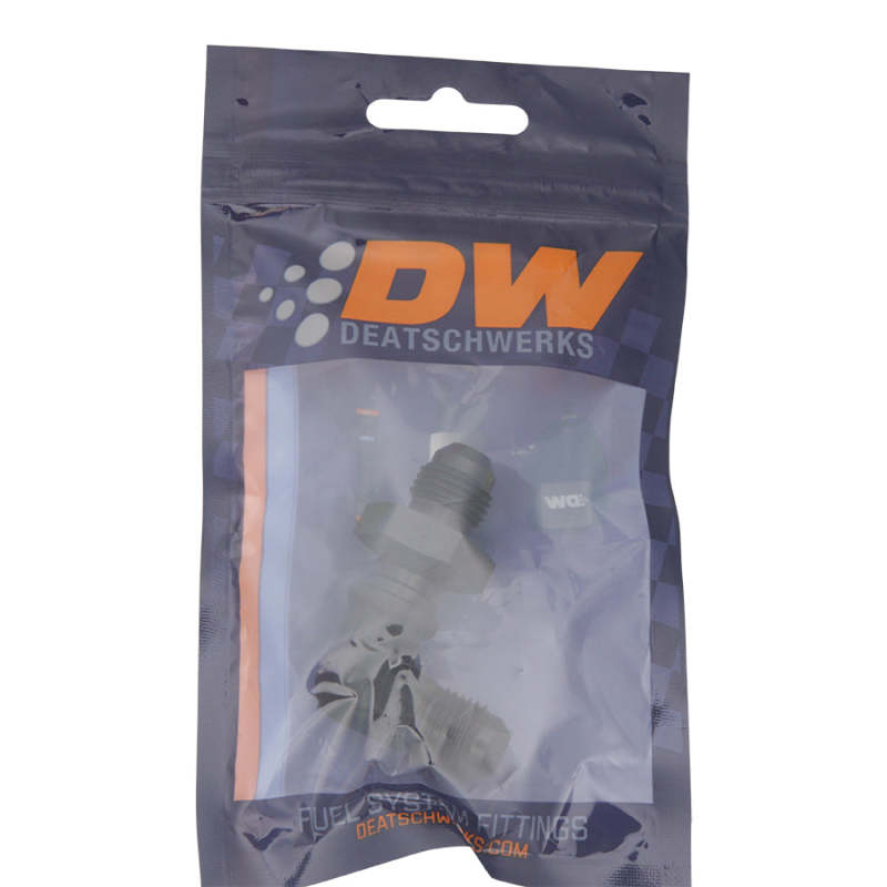 DeatschWerks 6AN Male Flare Bulkhead Adapter 90-Degree Anodized Matte Black
