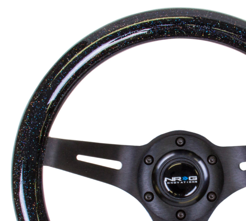 Nrg Classic Wood Grain Steering Wheel 310mm Black Sparkle with Black 3-Spoke Center - OneFastShop