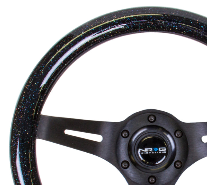 Nrg Classic Wood Grain Steering Wheel 310mm Black Sparkle with Black 3-Spoke Center - OneFastShop