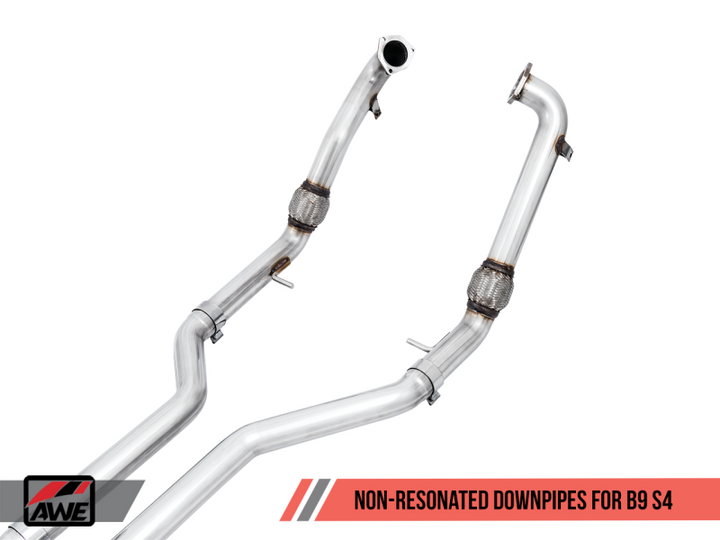 AWE Tuning Audi B9 S4 Track Edition Exhaust - Non-Resonated (Black 102mm Tips).