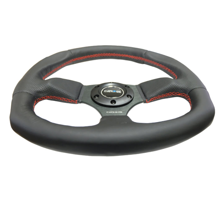 NRG Reinforced Steering Wheel Leather with Red Stitching - 320mm Horizontal / 330mm Vertical - OneFastShop