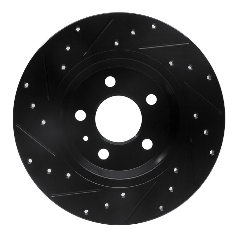 R1 09-25 Audi A4 Rear Right Drilled and Slotted Black Brake Rotor